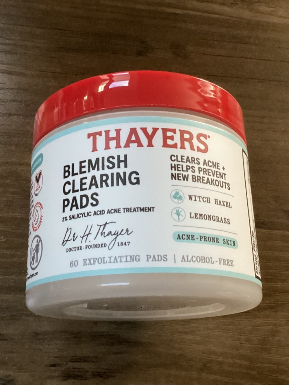 Thayers Blemish Clearing Pads 60 exfoliating pads alcohol free New